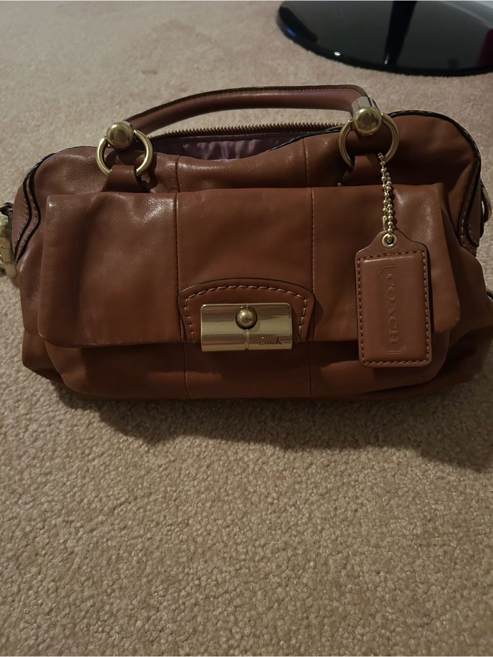 Vintage Coach Kristin Tan Leather Satchel with Gold-Tone Hardware